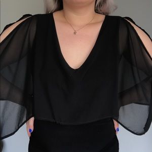 Little Black Dress with Wing Sleeves
